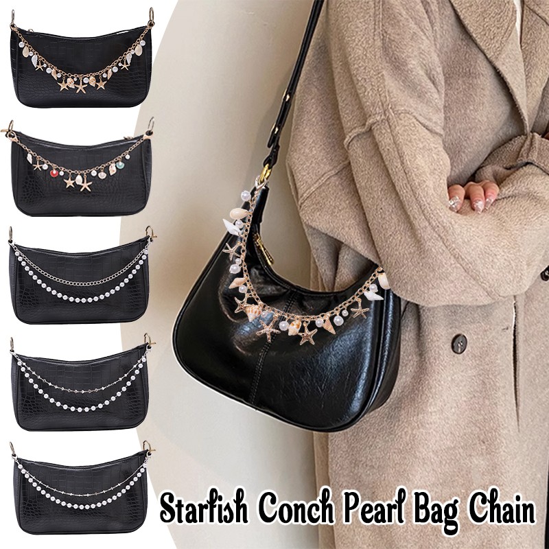 Imitate Starfish Conch Pearl Bag Chain Layered Handbag Shoulder Bag Strap Chain