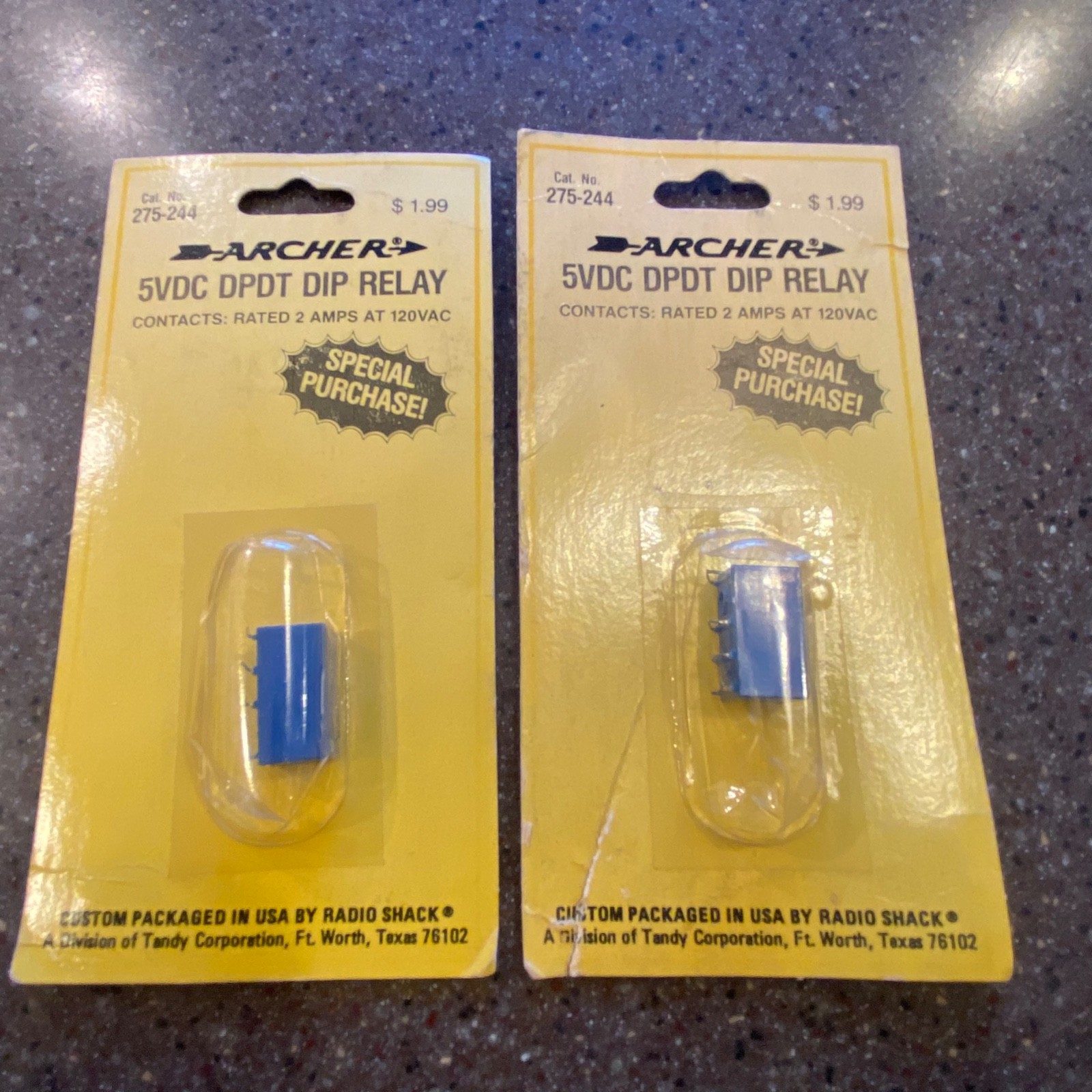 Pair of Radio Shack Archer 275-244 5vDC DPDT Dip Relays FH