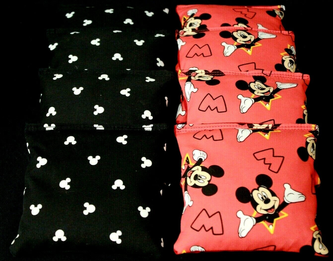 MICKEY MOUSE black and red ACA Regulation Cornhole Bean Bags Corn Toss Handmade!