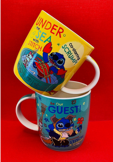 Disney's Stitch & Scrump Crash Disney Mugs Beauty & the Beast & Little Mermaid
