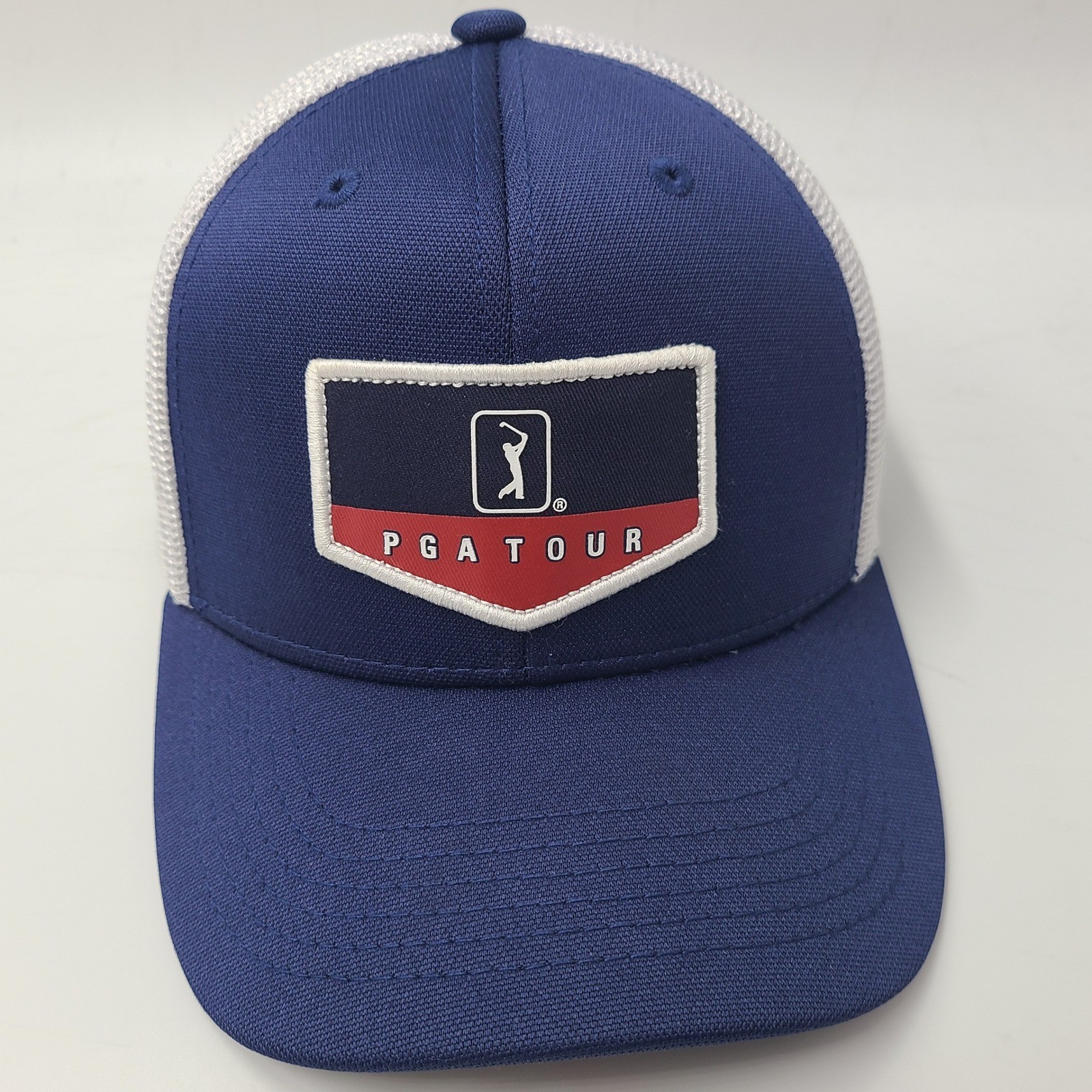 PGA Tour Hat Snapback Trucker Mesh Blue White Red Golf Sports Casual Logo Men