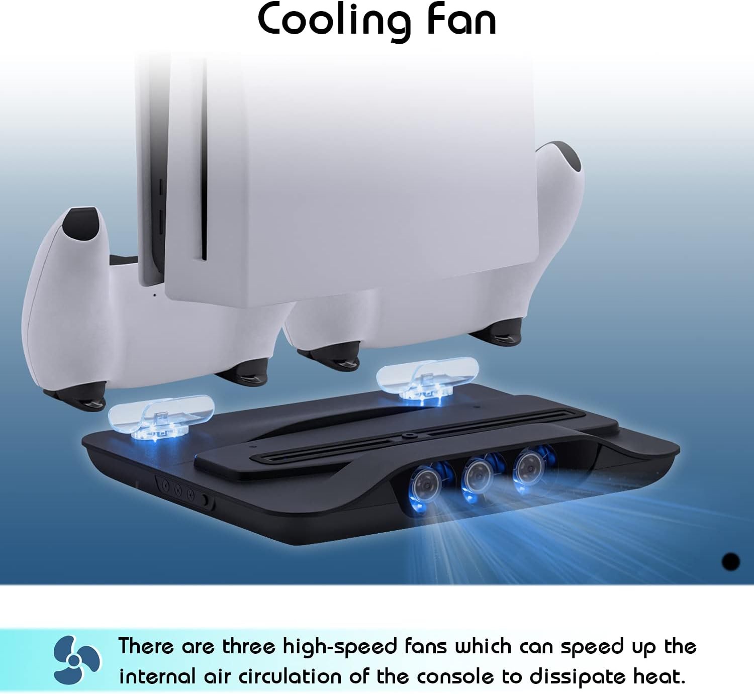 Mcbazel Cooling Fan and Dual Controller Charger Station for PS5 Console, Cooler