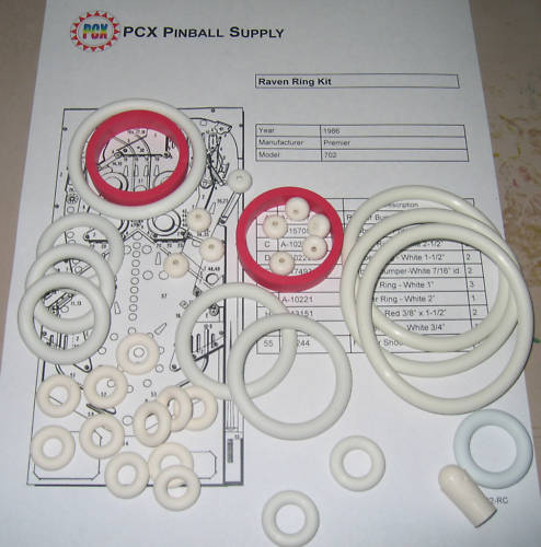 1986 Gottlieb/Premier Raven Pinball Machine Rubber Ring Kit