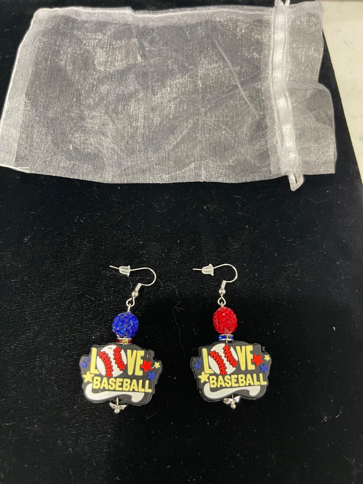I Love Baseball Ear Rings Hand Made......................New