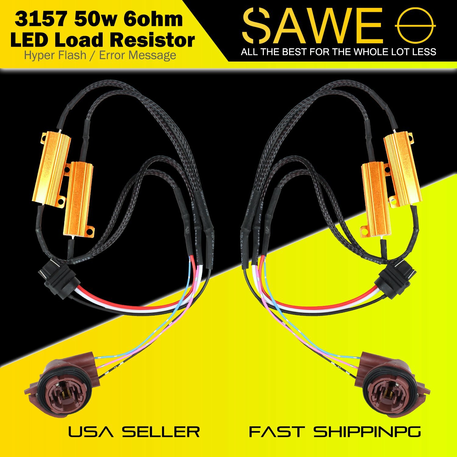 3157 Front LED Turn Signal Load Resistor Adapter Anti Hyper Flash Error Canceler