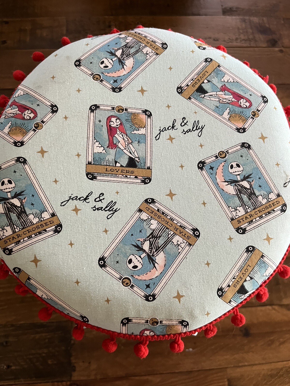 Jack and Sally handmade footstool