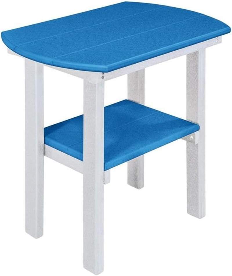 OS Home and Office Furniture 16" Oval Resin End Table in Blue and White
