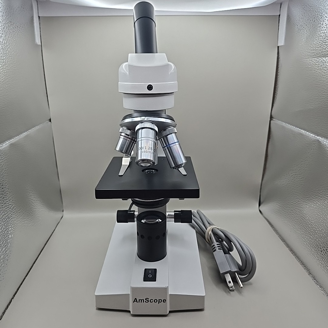 AmScope Illuminator Student Microscope 4/0.10 10/0.25 40/0.65 100/1.25 OIL