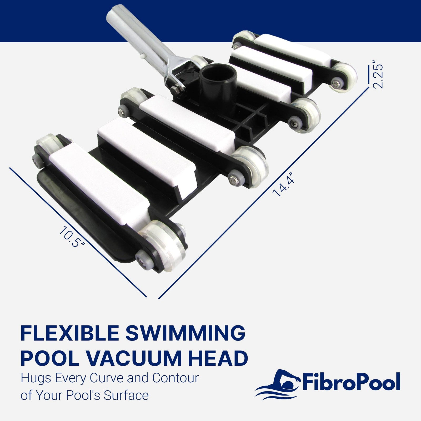 Professional-Grade Flexible Pool Vacuum Head - Extra-Wide, Weighted Design for E