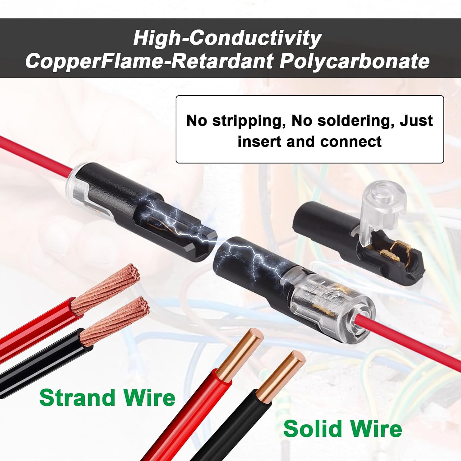 1 Pin Low Voltage Wire Plug-In Connector for 16-18 AWG, 1 Wire Quick Disconnect