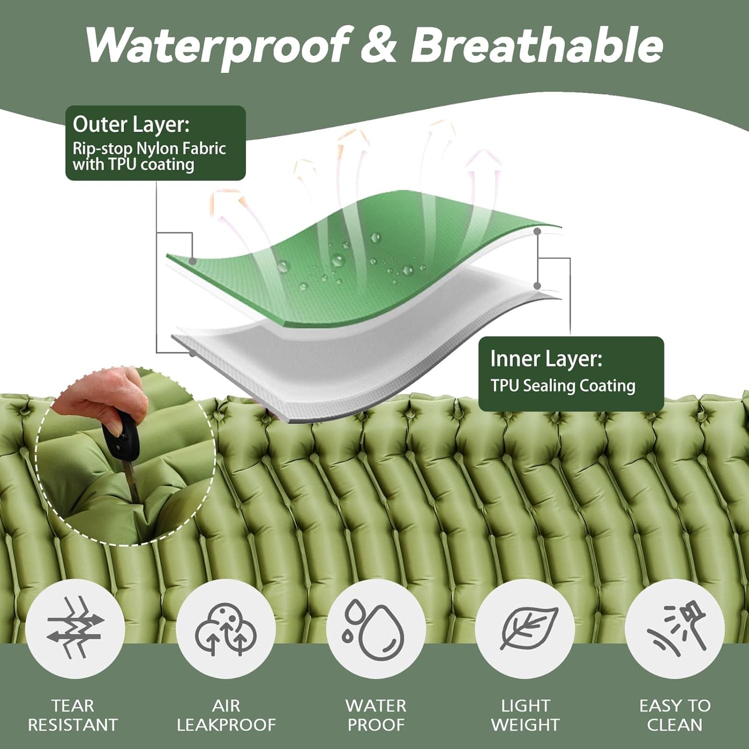 Ultralight Camping Sleeping Pad with Pillow and Pump