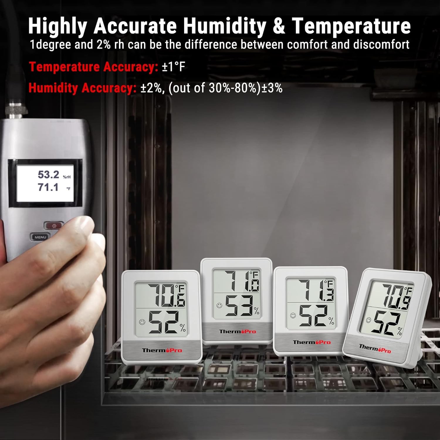 ThermoPro TP49 Digital Hygrometer Indoor Thermometer White