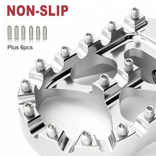 CNC Motorcycle Wide Foot Pegs Aluminum 360° Roating Adjustable Suitable Silver