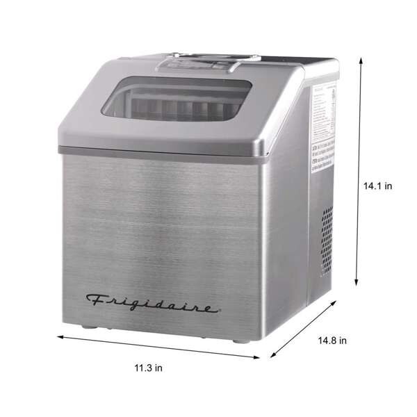 Frigidaire, 40 Lbs. Countertop Ice Maker, Square Clear Shaped Ice, Stainless