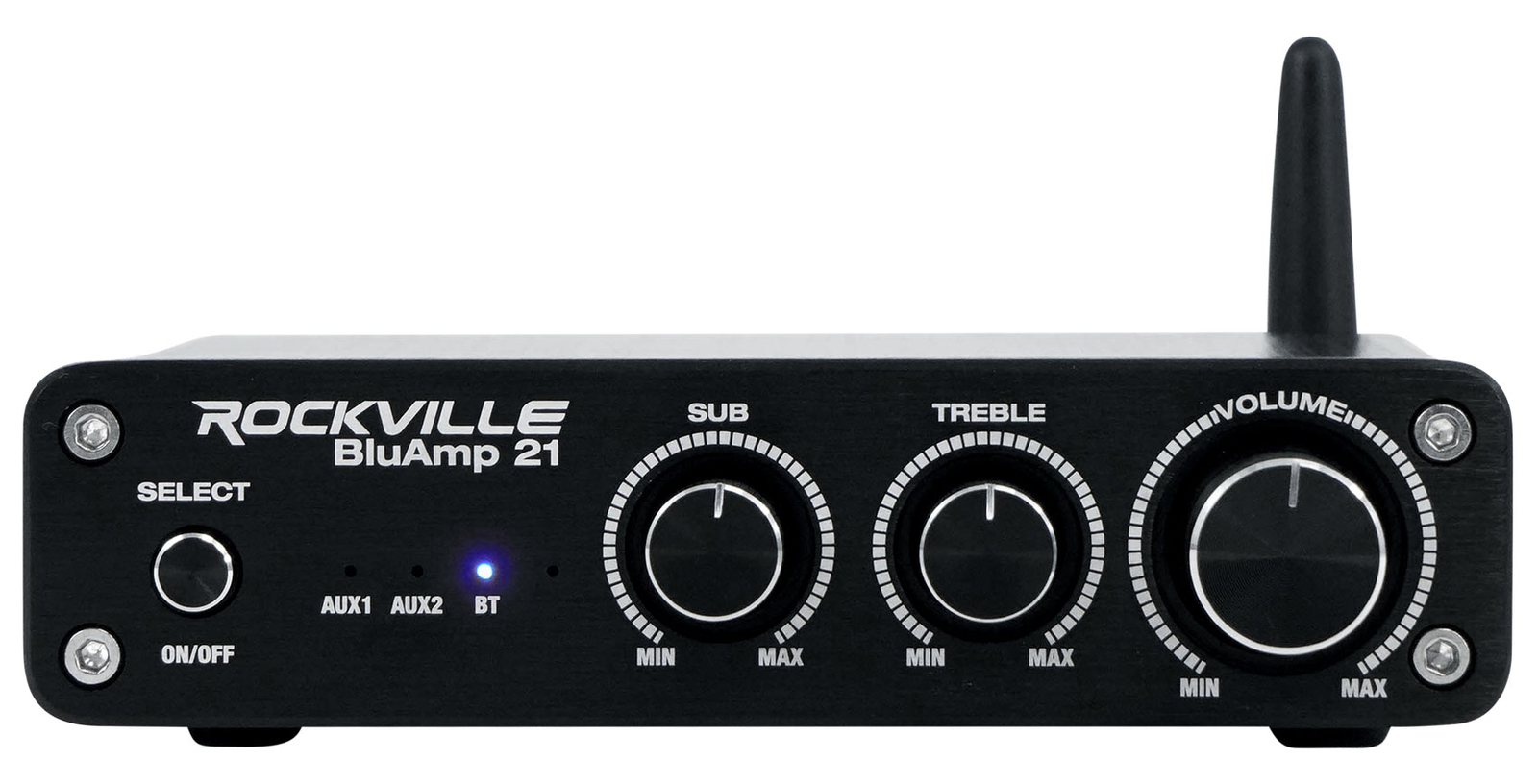 Rockville BLUAMP 21 BLACK 2.1 Channel Bluetooth Home Audio Amplifier Receiver