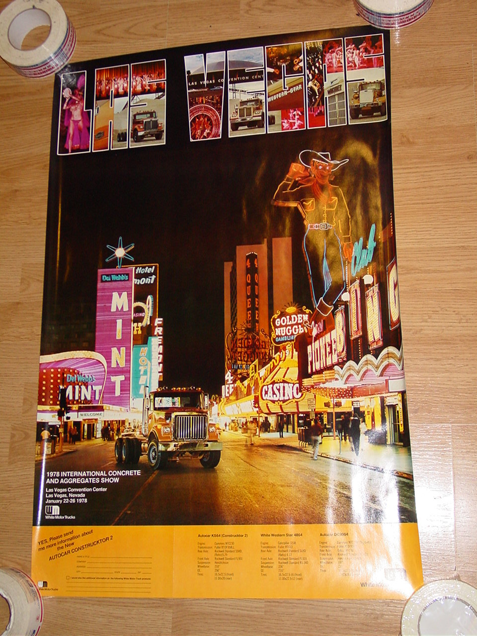 Vintage 1978 White Motor Trucks Las Vegas Nevada Poster trucking the strip nv