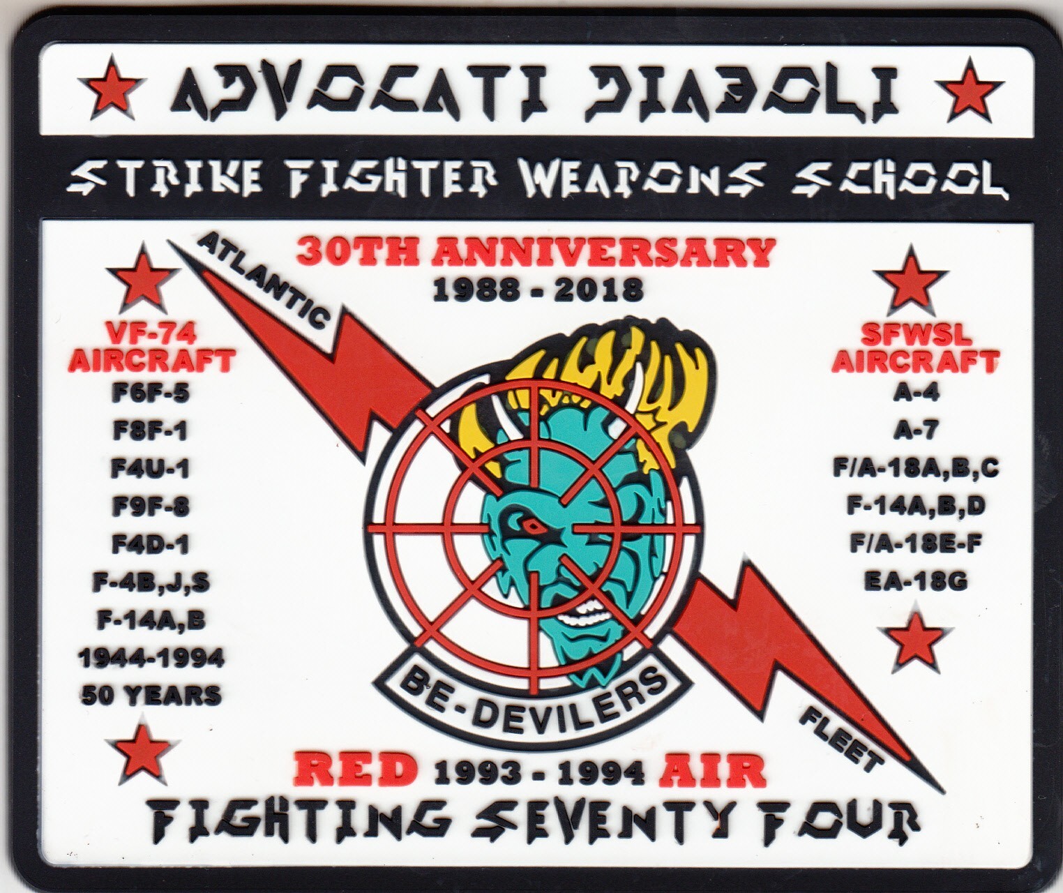 STRIKE FIGHTER WEAPONS SCHOOL 30th ANNIVERSARY 1988-2018 PVC (SOFT RUBBER) PATCH