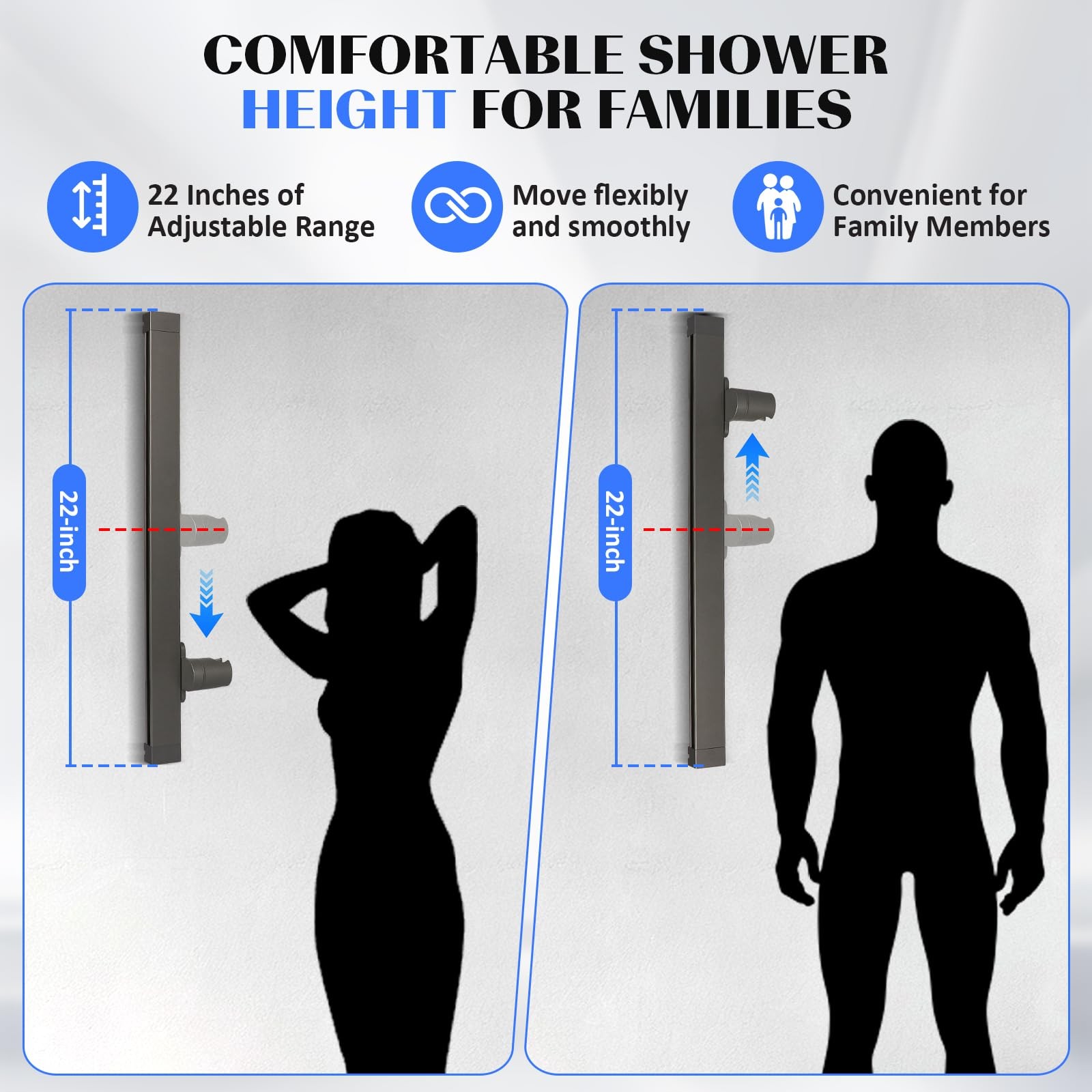 Shower Slide Bar with Height and Angle Adjustable Handheld Shower Head Holder...