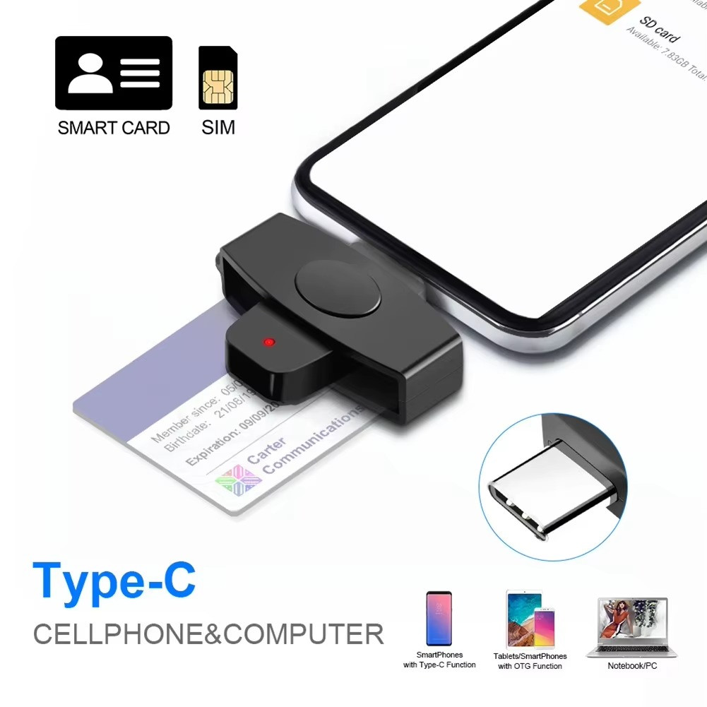 1PC Portable EMV Card Reader Adapter Bank Card External Reader Windows Mac