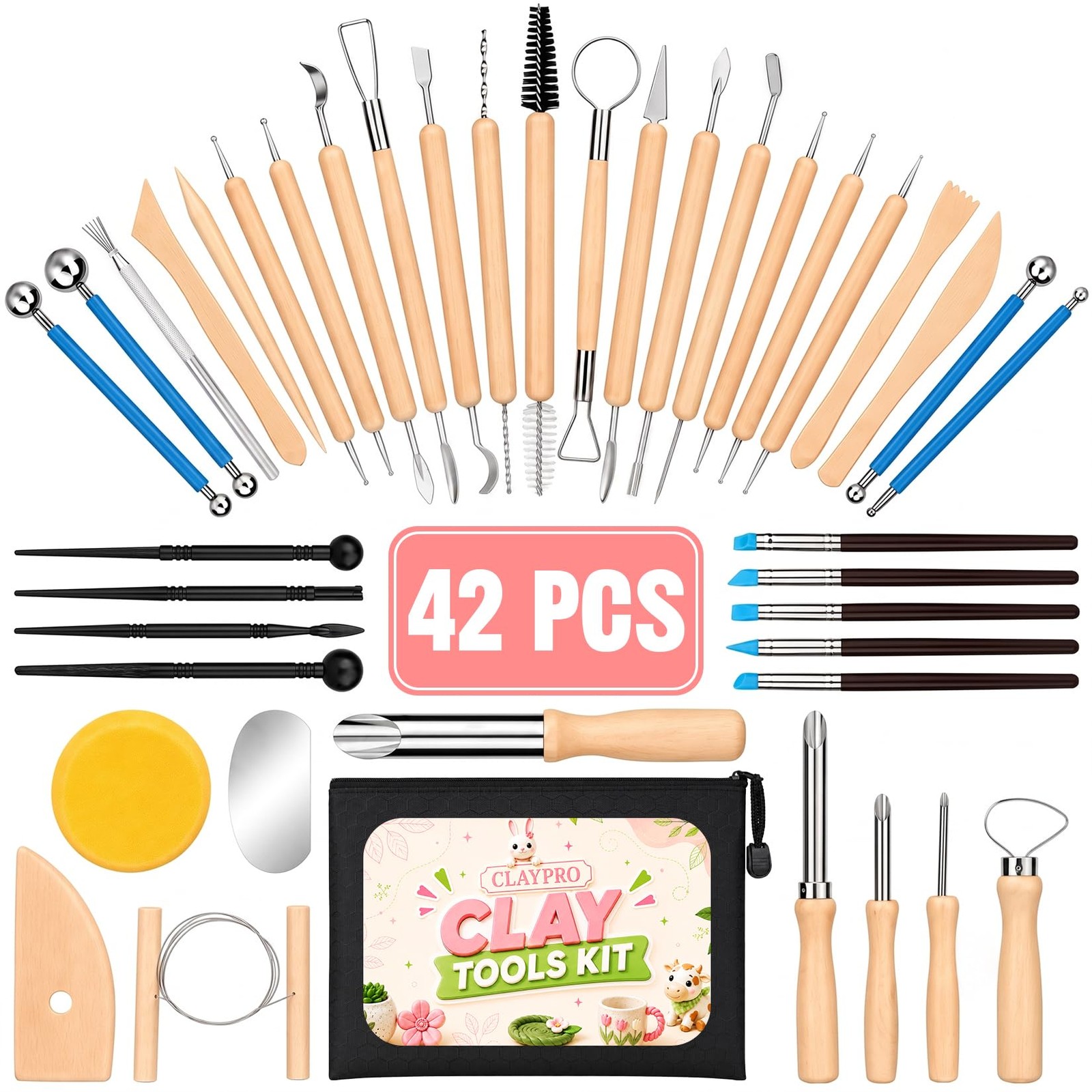 CLAYPRO 42Pcs Clay Tools Kit