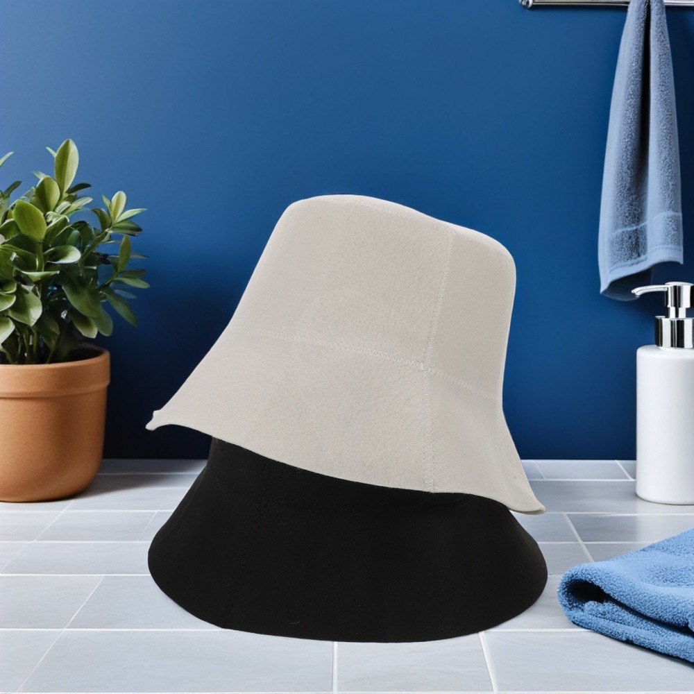 2pcs Felt Sauna Hat: Wool Bath Cap - Breathable Insulating Headwear - Bucket