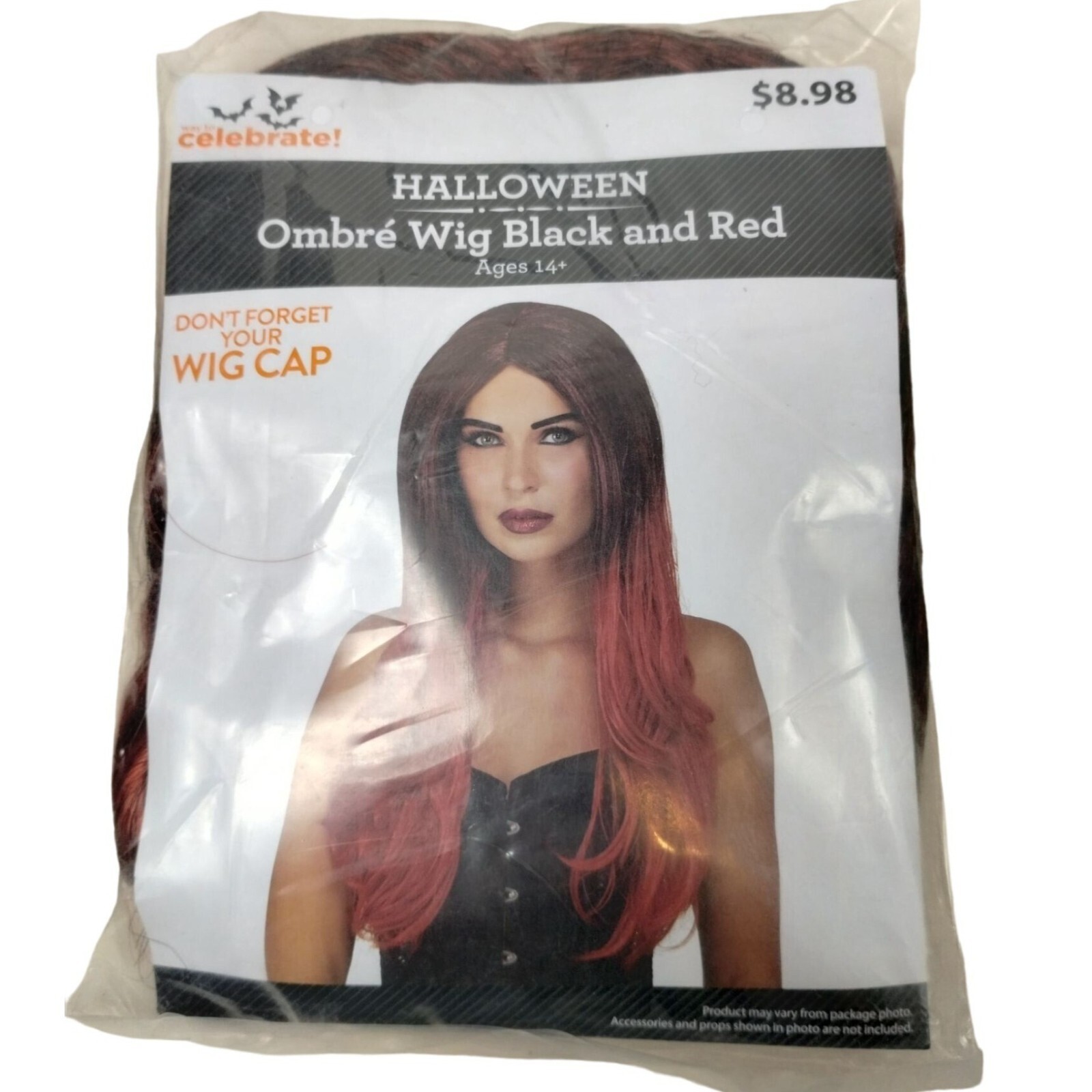 Halloween Black And Red Ombre Synthetic Wig For Ages 14+