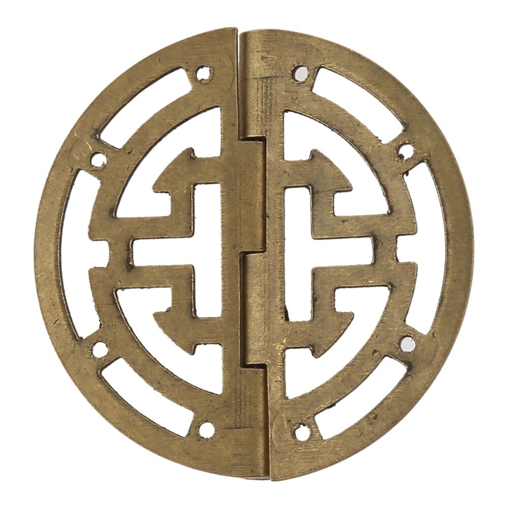 2pcs Round Hollow Hinges Brass Yellow Bronze 45mm/1.77inch for Home Office Shop