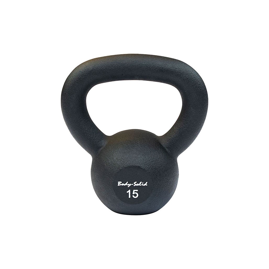 Body-Solid Matte Black Powder Coat Kettlebell with Kettle Grip Handle