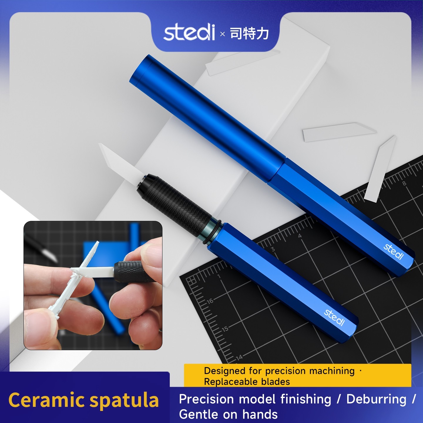 STEDI Thick Blade Ceramic Scraper for Gunpla GK Resin 3D Print Plastic Models