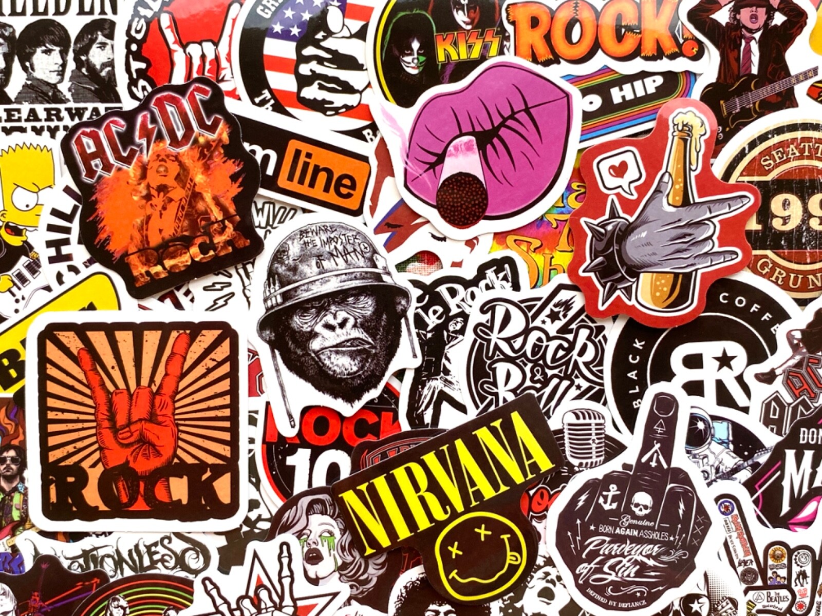 5-50pcs Rock Band Stickers, Laptop Car Phone Rock n Roll Waterproof Vinyl Decals