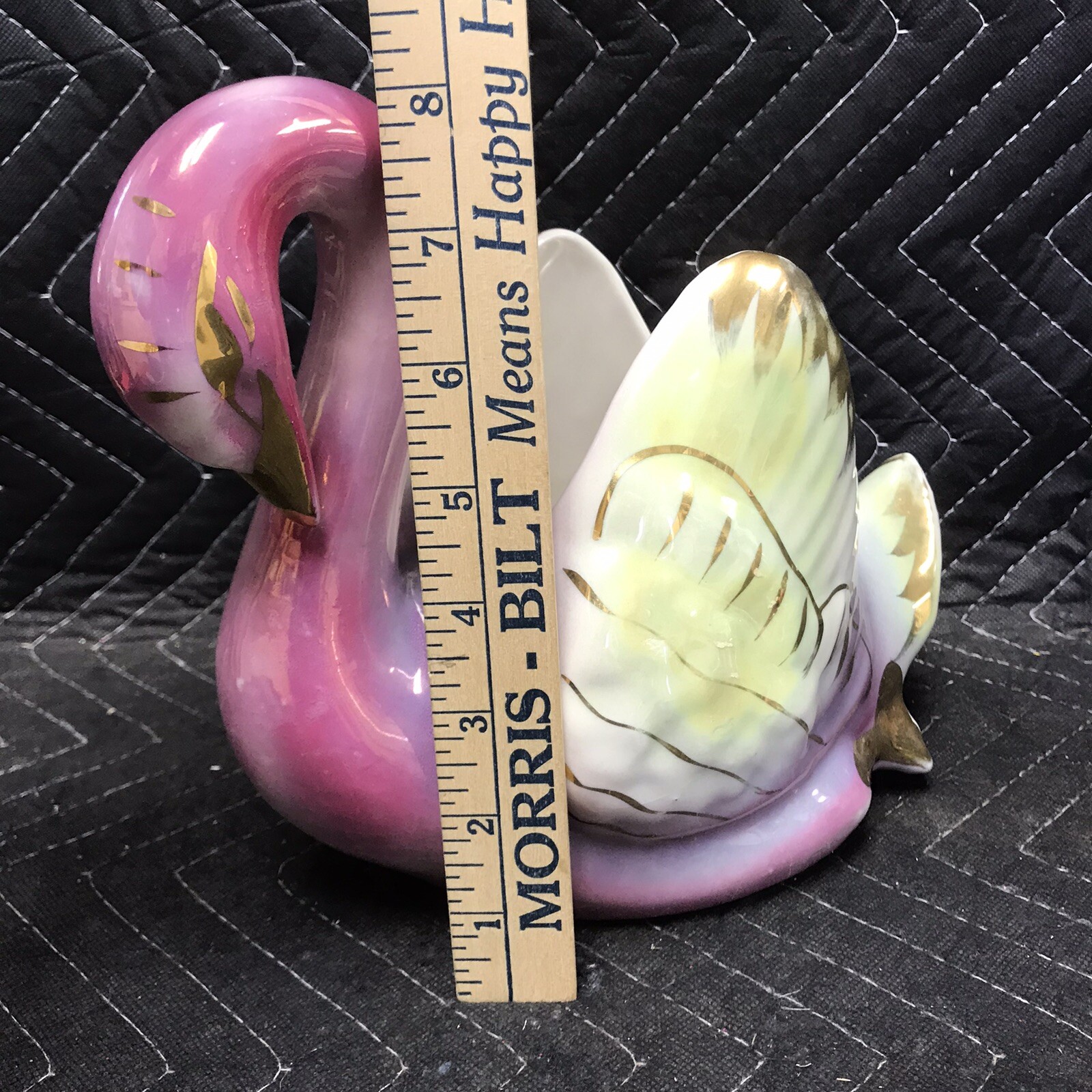 Pair MCM Lusterware Swan Planters Pink Marked COLONIAL CHINA