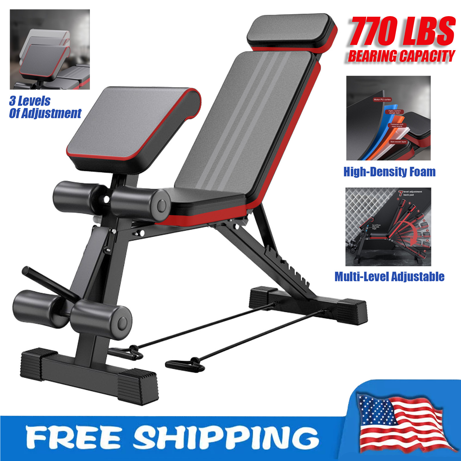 Dumbbell Bench Weight Training Fitness Incline Bench Adjustable Workout 770LBS