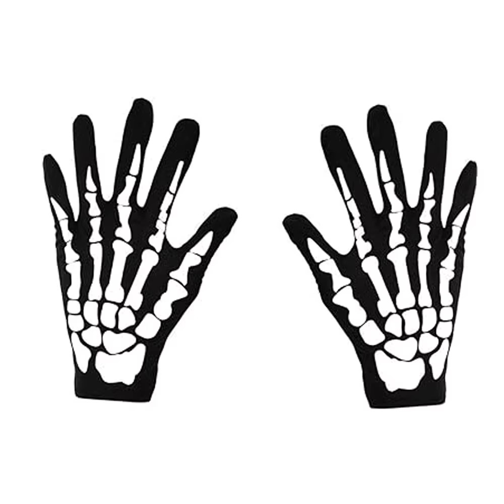 Halloween Skull Gloves Lightweight Full Finger Skeleton Cycling Gloves Costume C