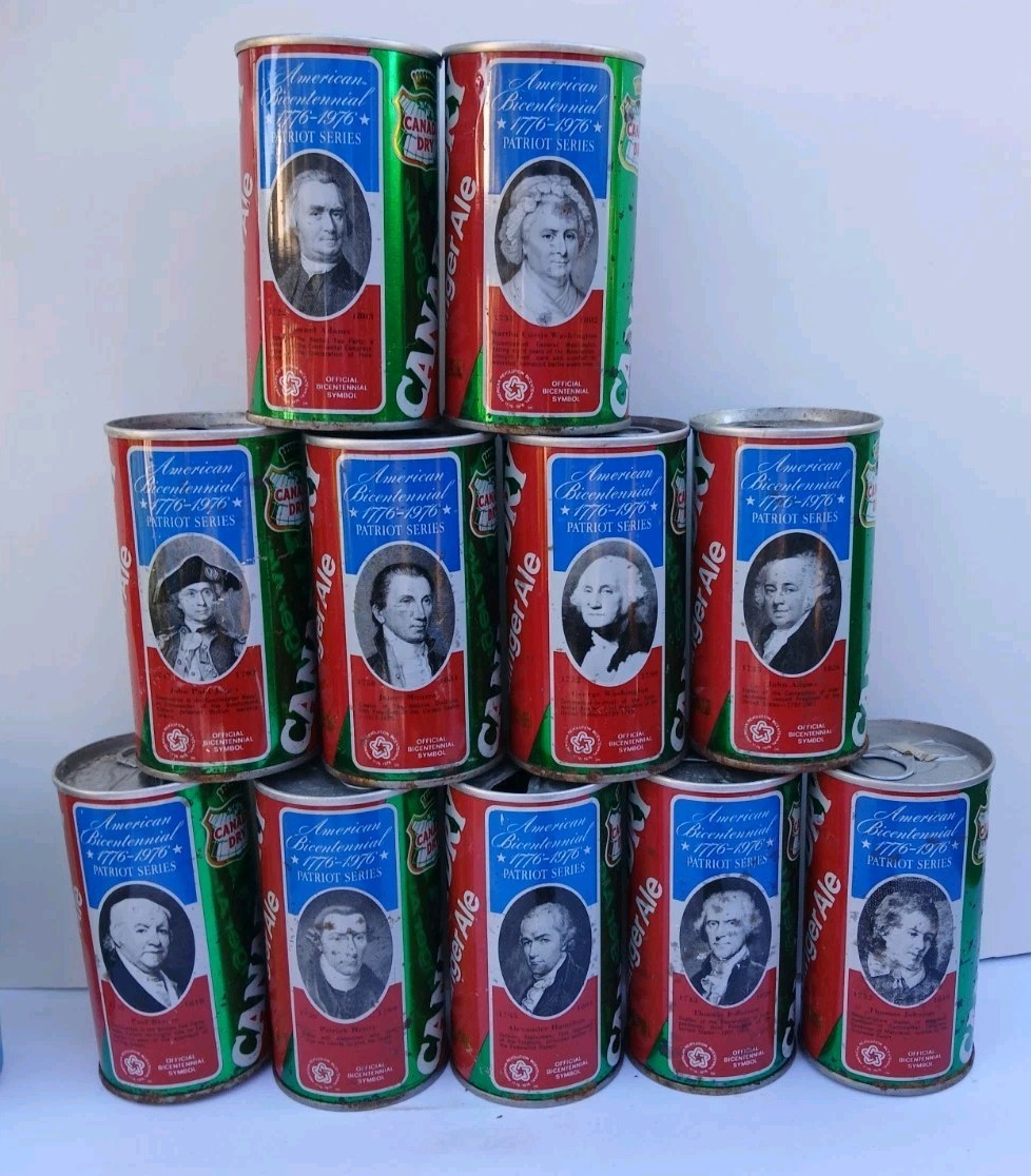 Vintage 1976 Bicentennial Patriot Series Canada Dry  Pull Tab Cans Lot of 11