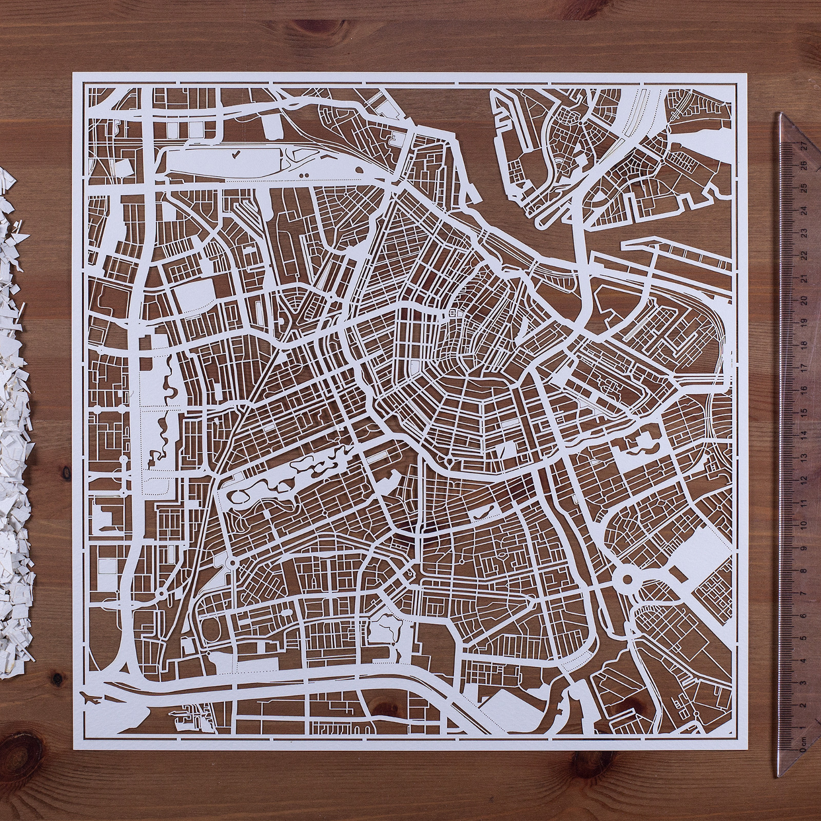 PAPER CUT MAP Amsterdam Paper Art Original Design IDEAL GIFTS 12 12In.