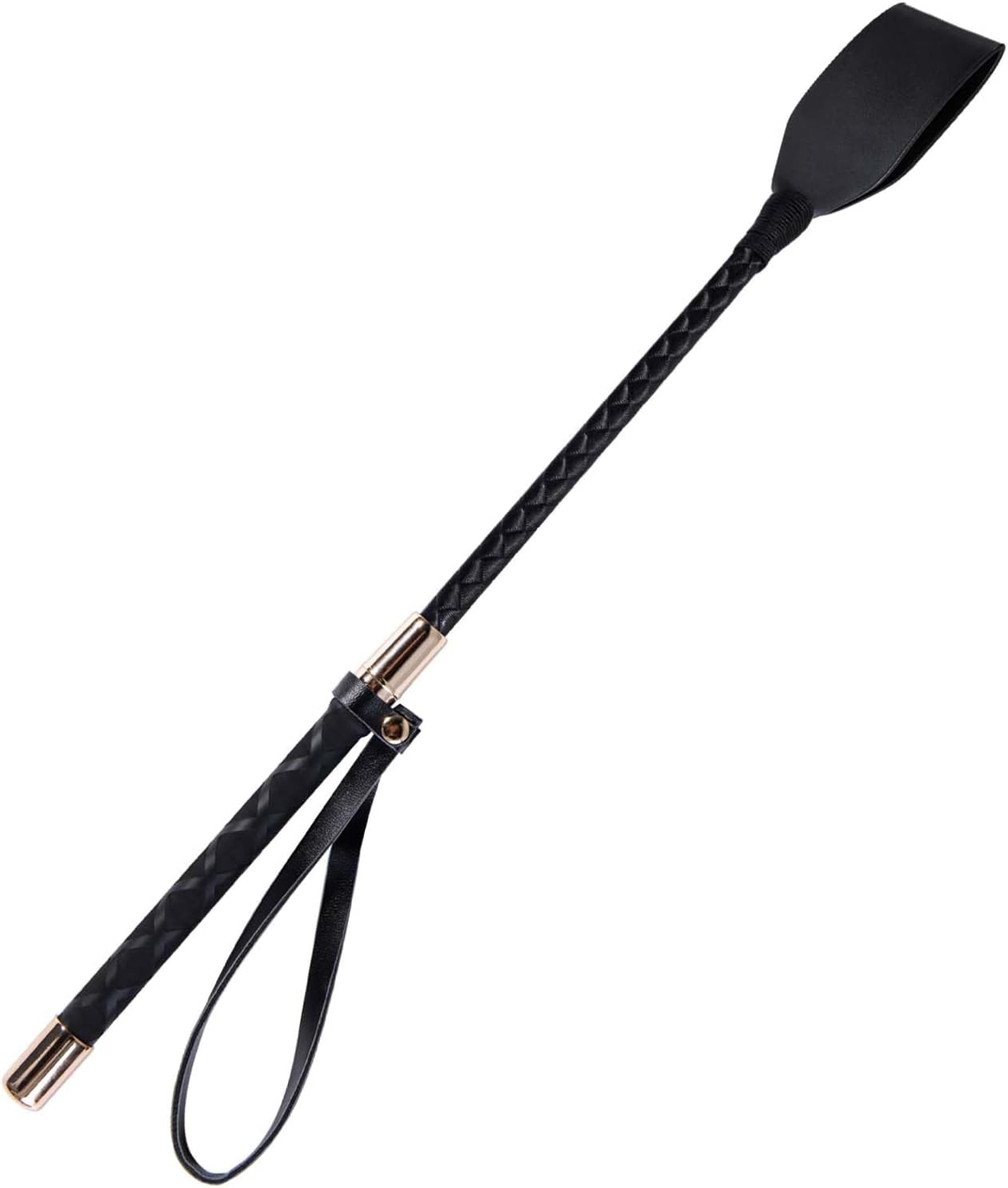 OBTANIM 18 Inch Riding Crop PU Leather Horse Whip for Equestrian Gold
