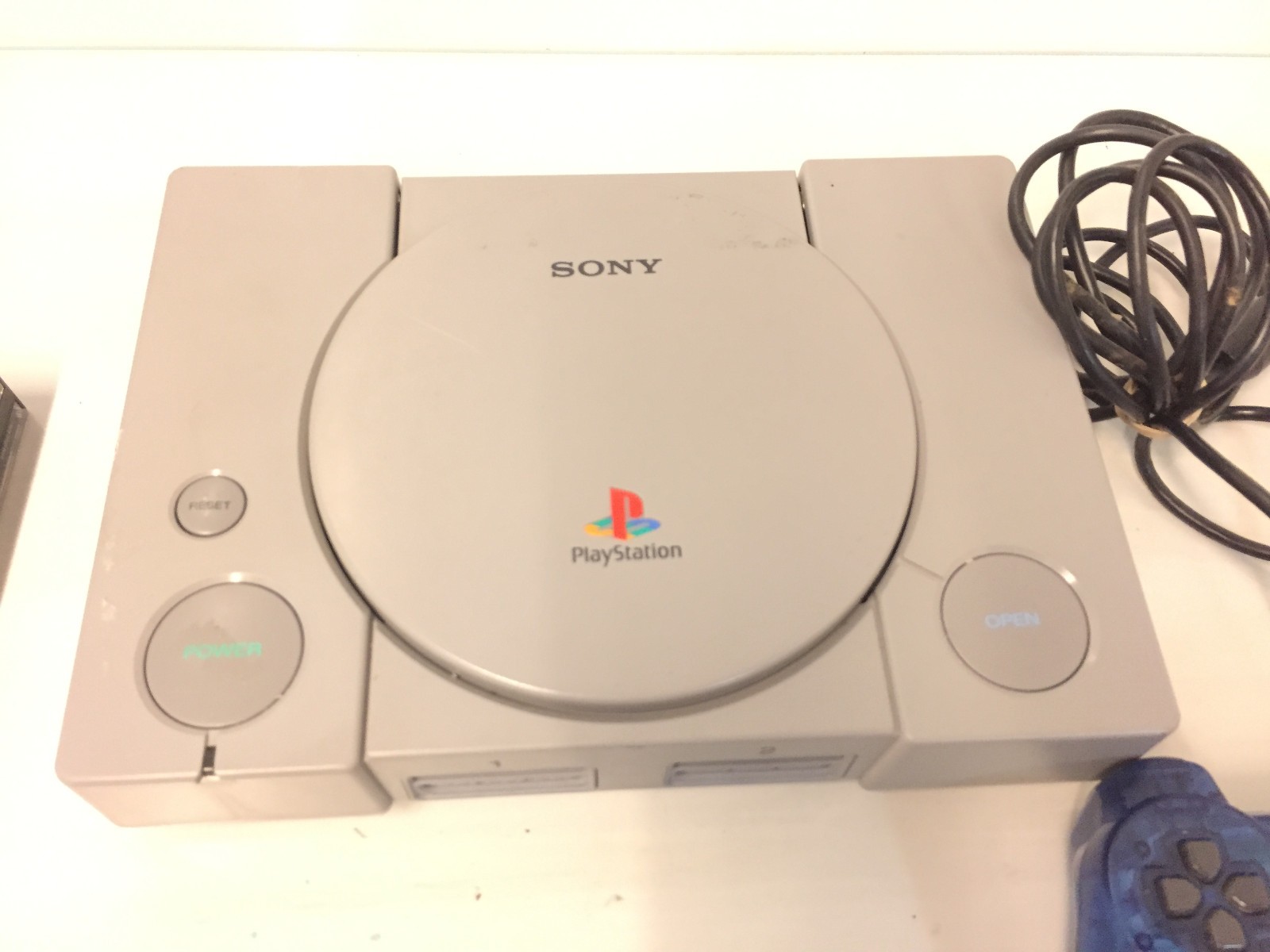 Sony PlayStation 1 PS1 Console SCPH-7501 Blue DualShock Controller 11 Games Read