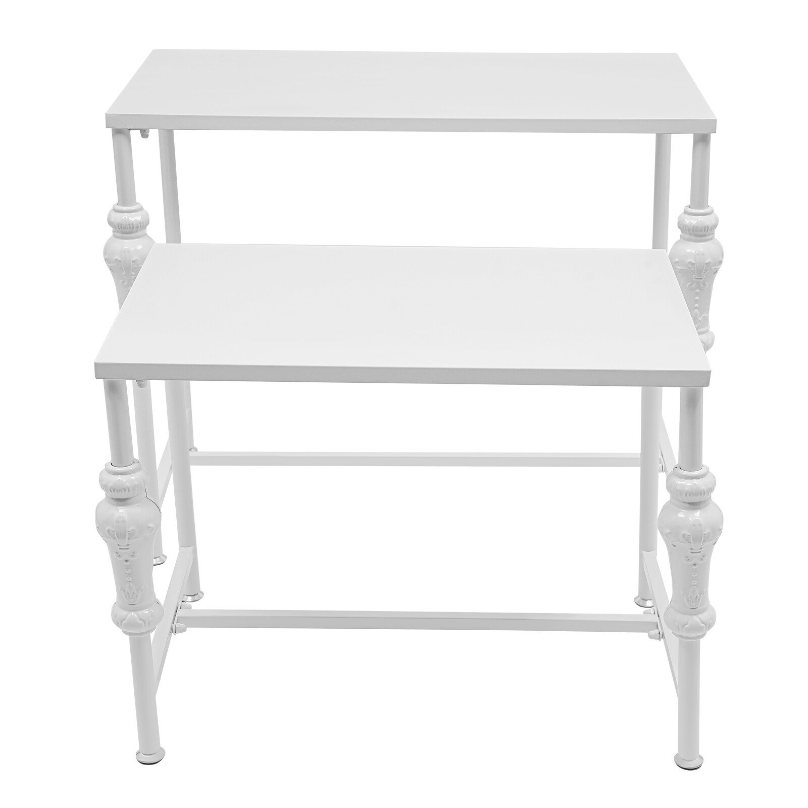 2PCS White Industrial Retail Display Tables Standing Clothing Shoes Display Rack