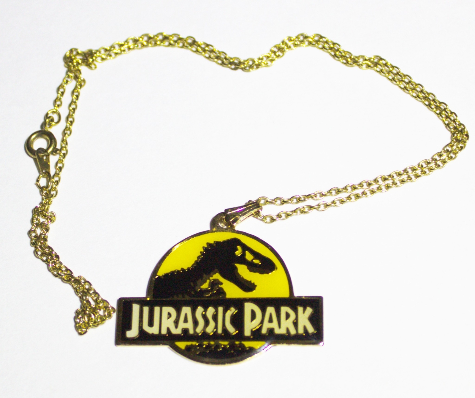 Jurassic Park Movie Yellow Logo Metal Pendant 1993 NEW UNUSED