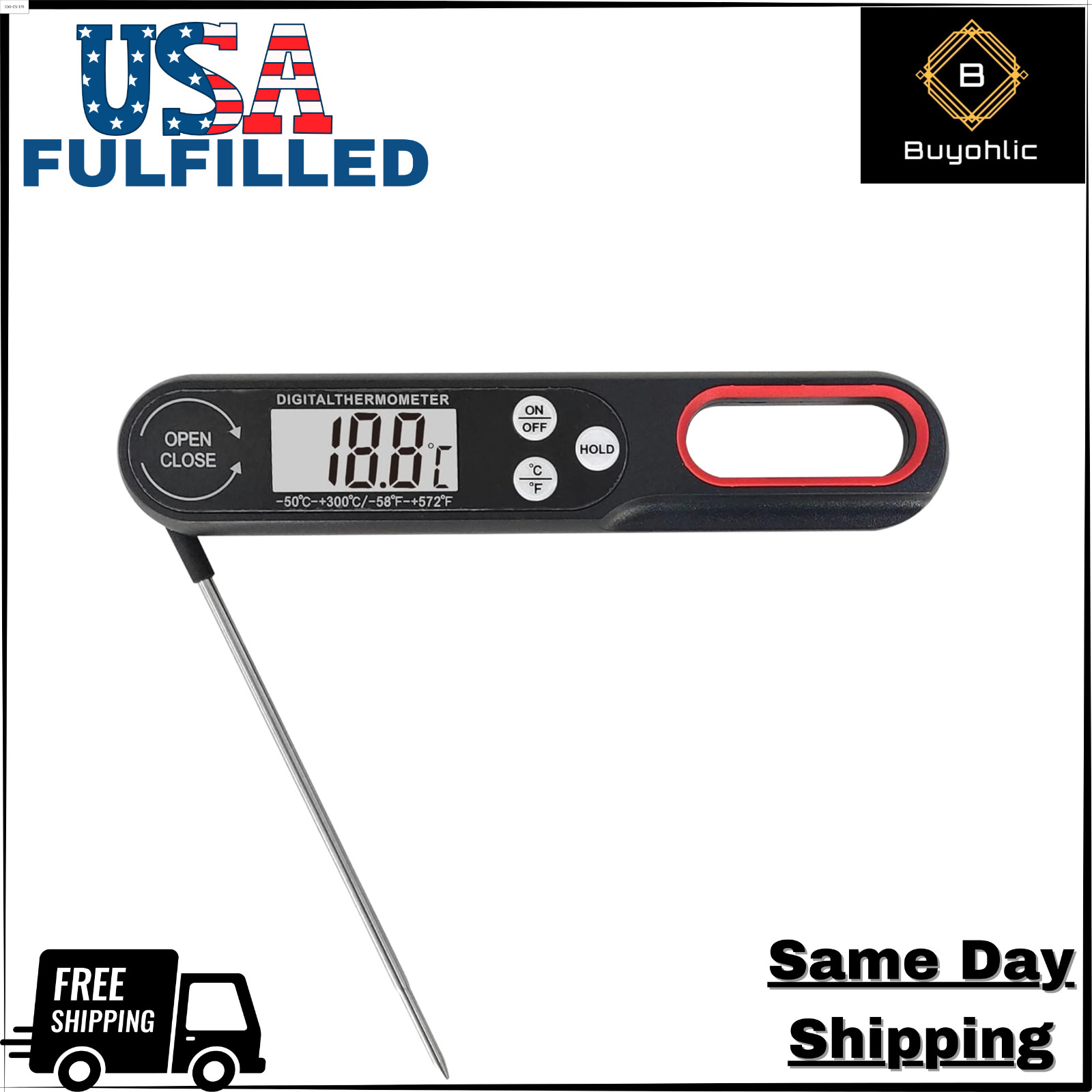 Digital Meat Thermometer for Cooking w/Backlit Waterproof - USA FULFILLED