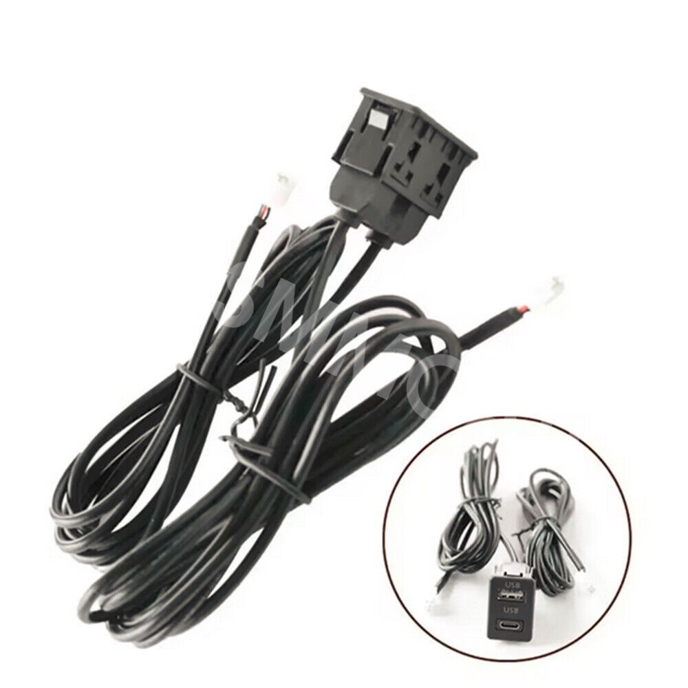 145cm Car Dash Panel Mount Interface Extension Cable Adapter 2 USB Port Socket