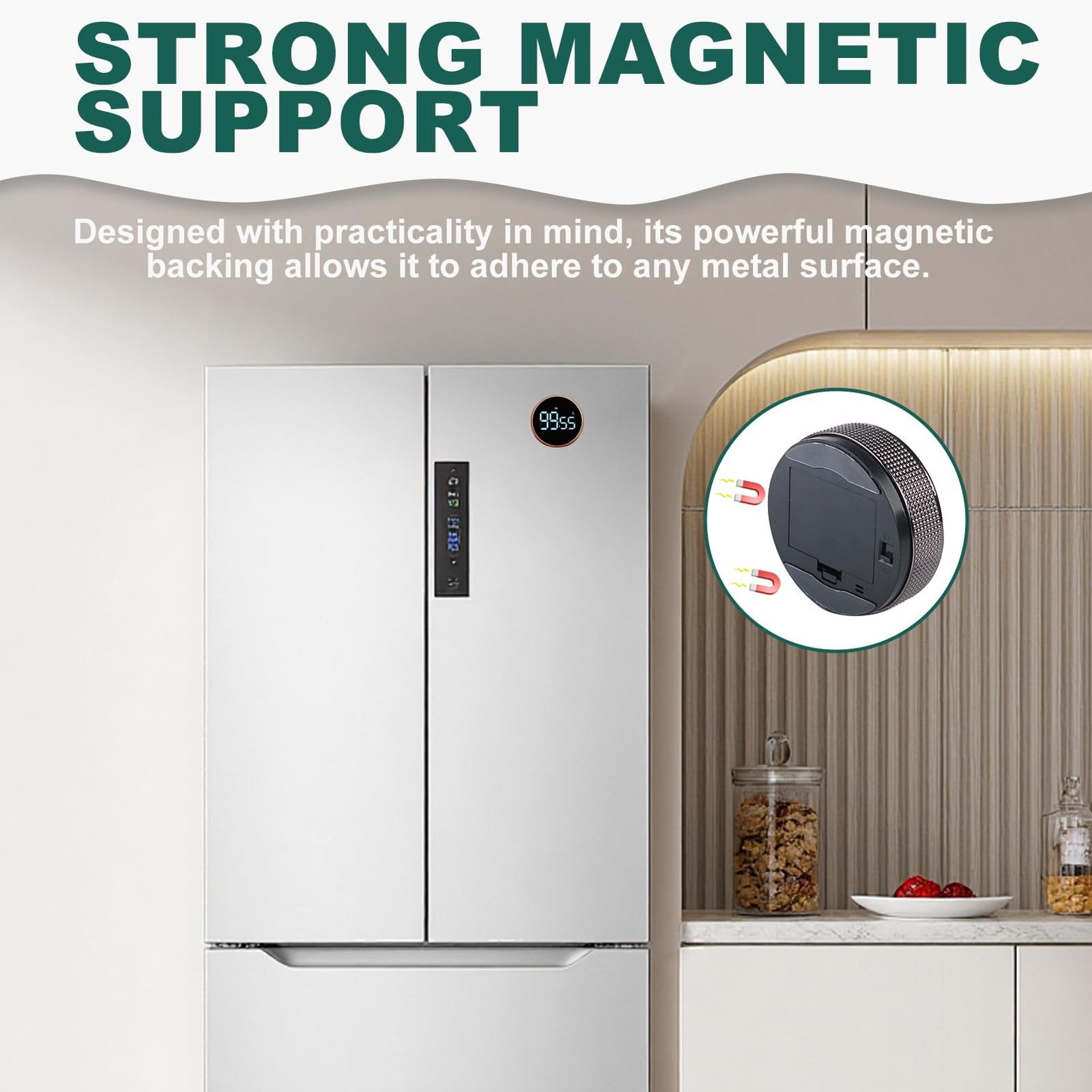 Digital Kitchen Timer, Magnetic Countdown Countup Visual Timer with Large LED...