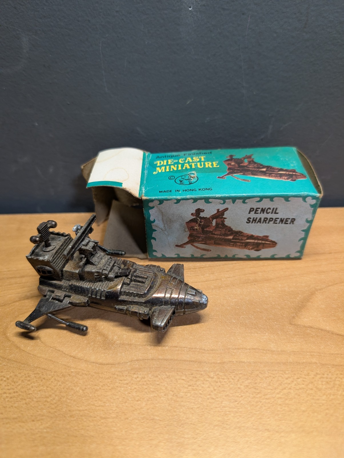 Vintage Metal Pencil Sharpener Captain Harlock's ship Spaceship Ship W/box