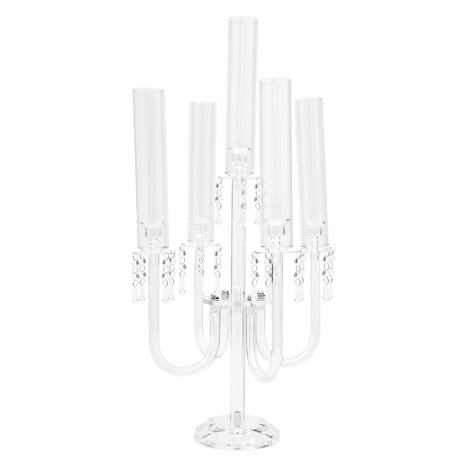 4PCS 5-Arm Candle Holders, 70cm Acrylic Candle Holders, Tabletop Candle Holders