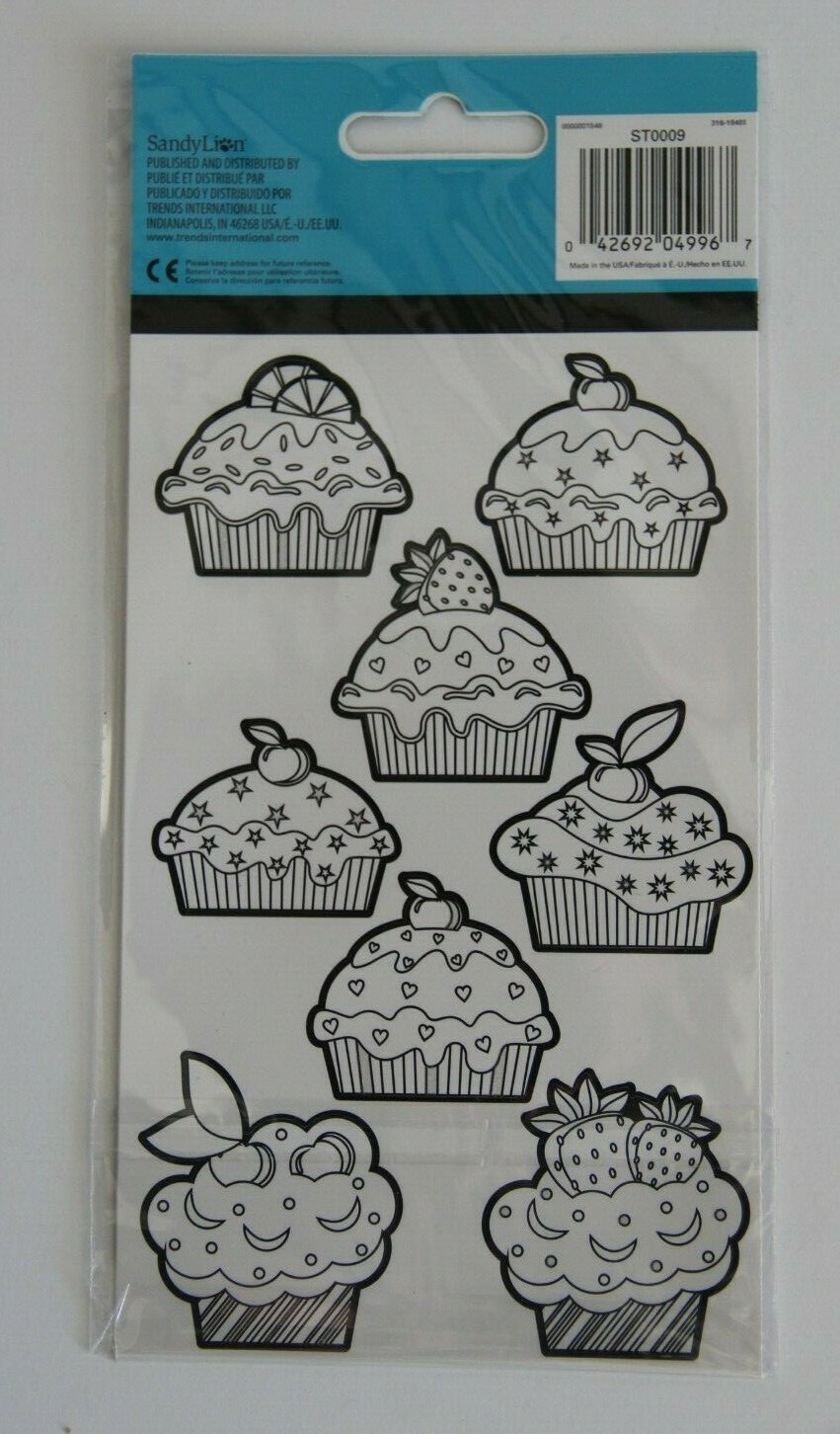 Color Me Cupcakes Foil Stickers - 2 Sheets - 4 packs