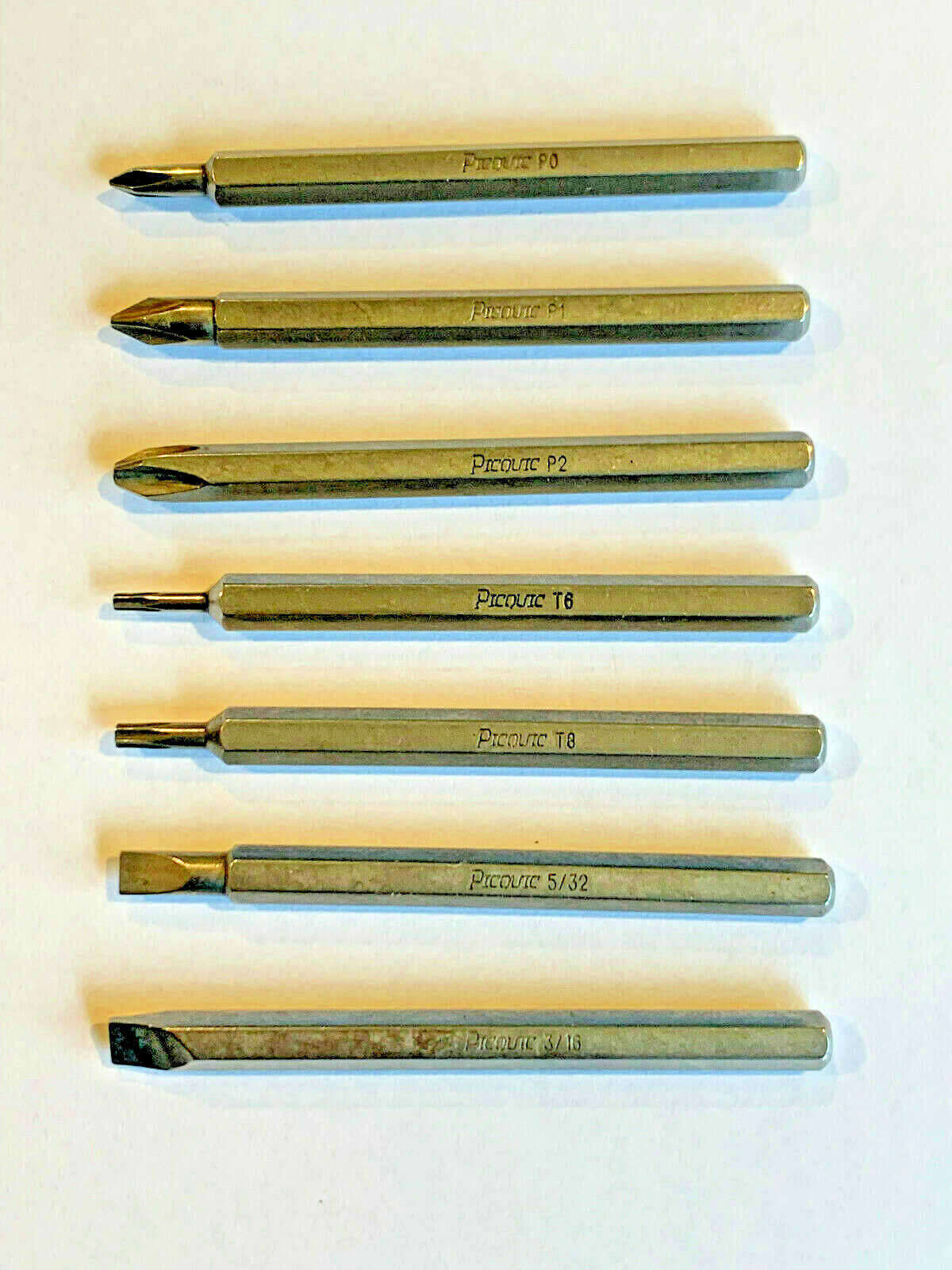 PICQUIC - Multique Replacement Bits - 7 insert Bits - 3/16" hex - 2.5" long