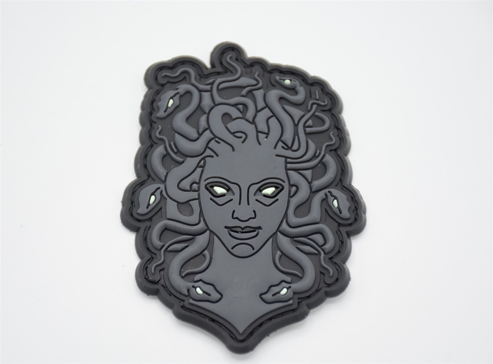 ​MEDUSA BLACK OUT LOGO PATCH HOOK/LOOP BACK GLOW IN THE DARK EYE GREEK MYTHOLOGY