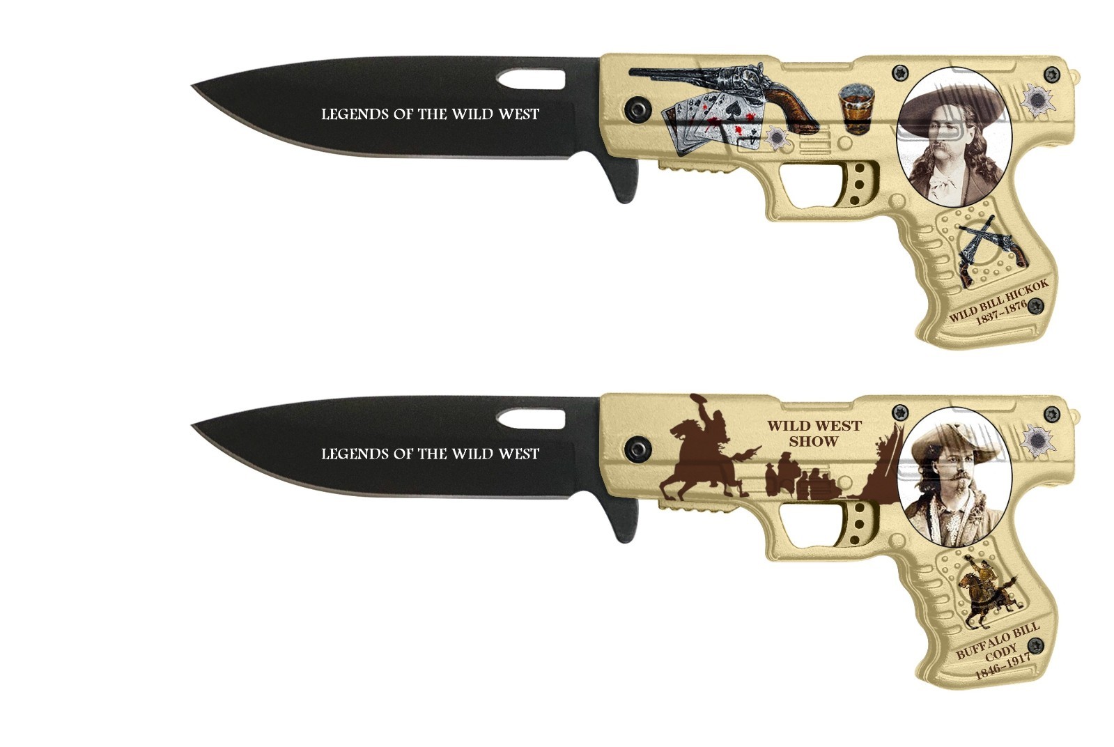 Legends of the Wild West Folding Pocket Knives – Wild Bill & Buffalo Bill