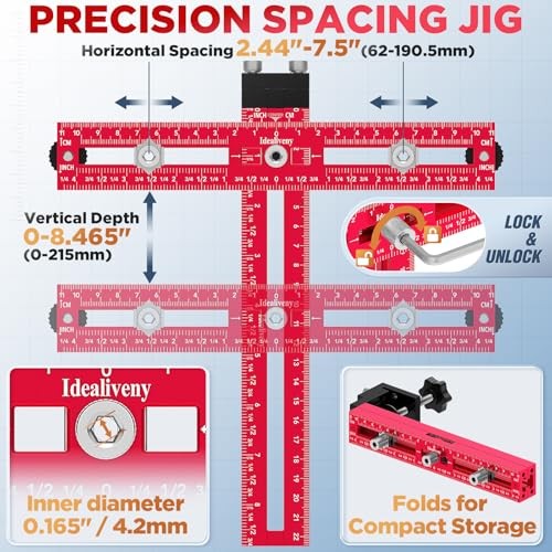 Cabinet Hardware Jig - Adjustable Drill Guide Template for Knobs & Handles