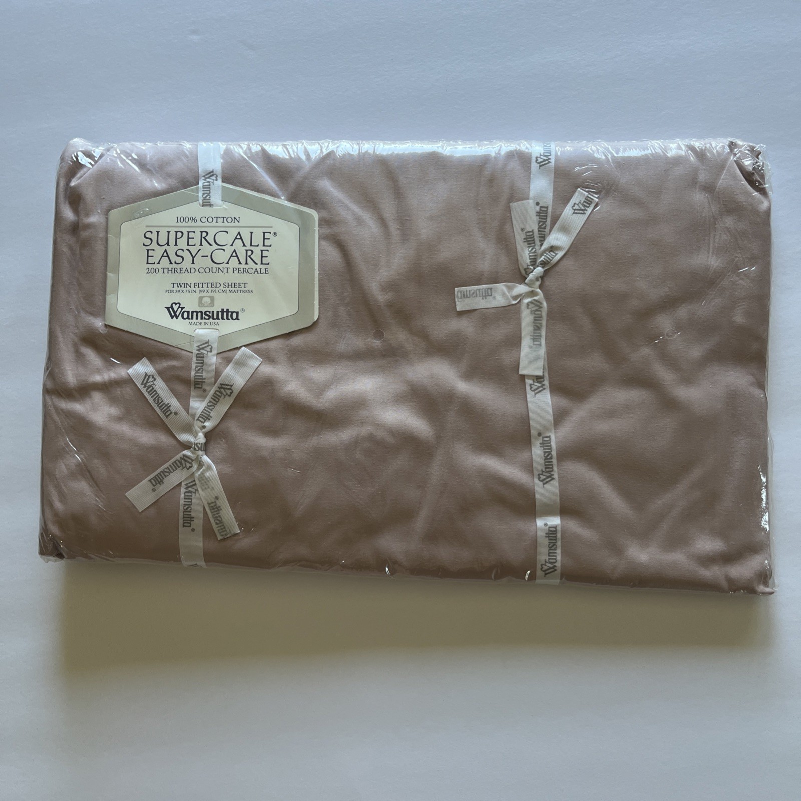 Wamsutta Supercale 100% Cotton Percale Twin Fitted Sheet Light Mauve